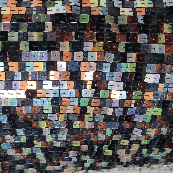 Black Y2K Sequined Scoop Neck Sleeveless Tank Top SzL - Picture 2 of 7